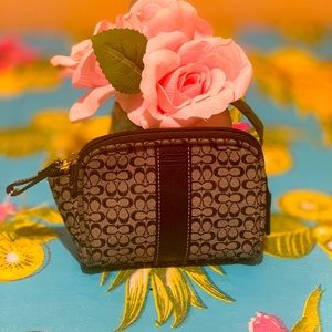 Coach mini pouch in grey & black color